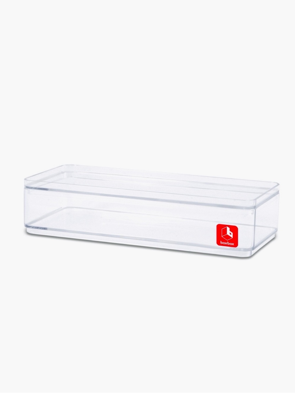 BoxBox Clear Acrylic Long 3 Compartment Makeup Jewelry Organizer Box w Lid! 11”